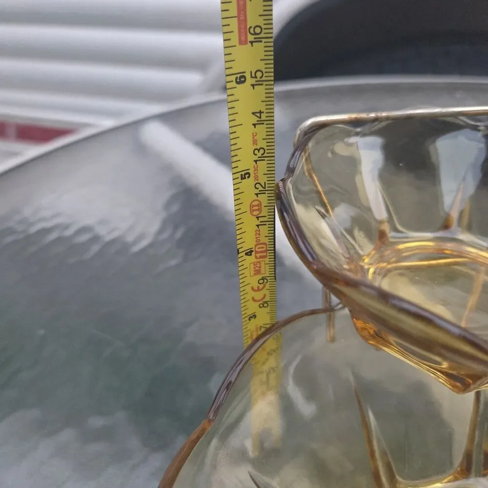 Vintage Unbranded Amber Glass Chip and Dip Bowl Set